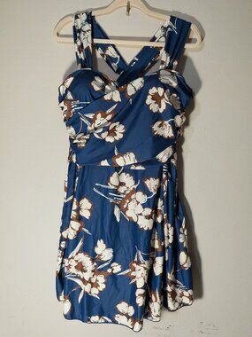 Cocopear Floral Swim Dress Floral Teal Supportive Size 3XL